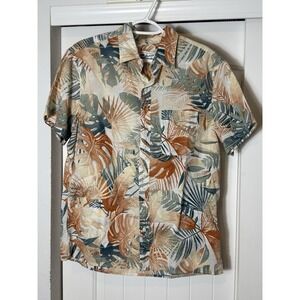 AMERICAN EAGLE Tropical Floral Button-Up Hawaiian  Short Sleeve Shirt SZ M